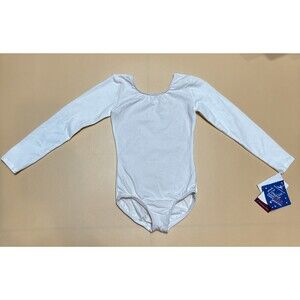 Motionwear Dance, Gymnastics, Ballet  Small 4-6 Long Sleeve Lined Leotard White